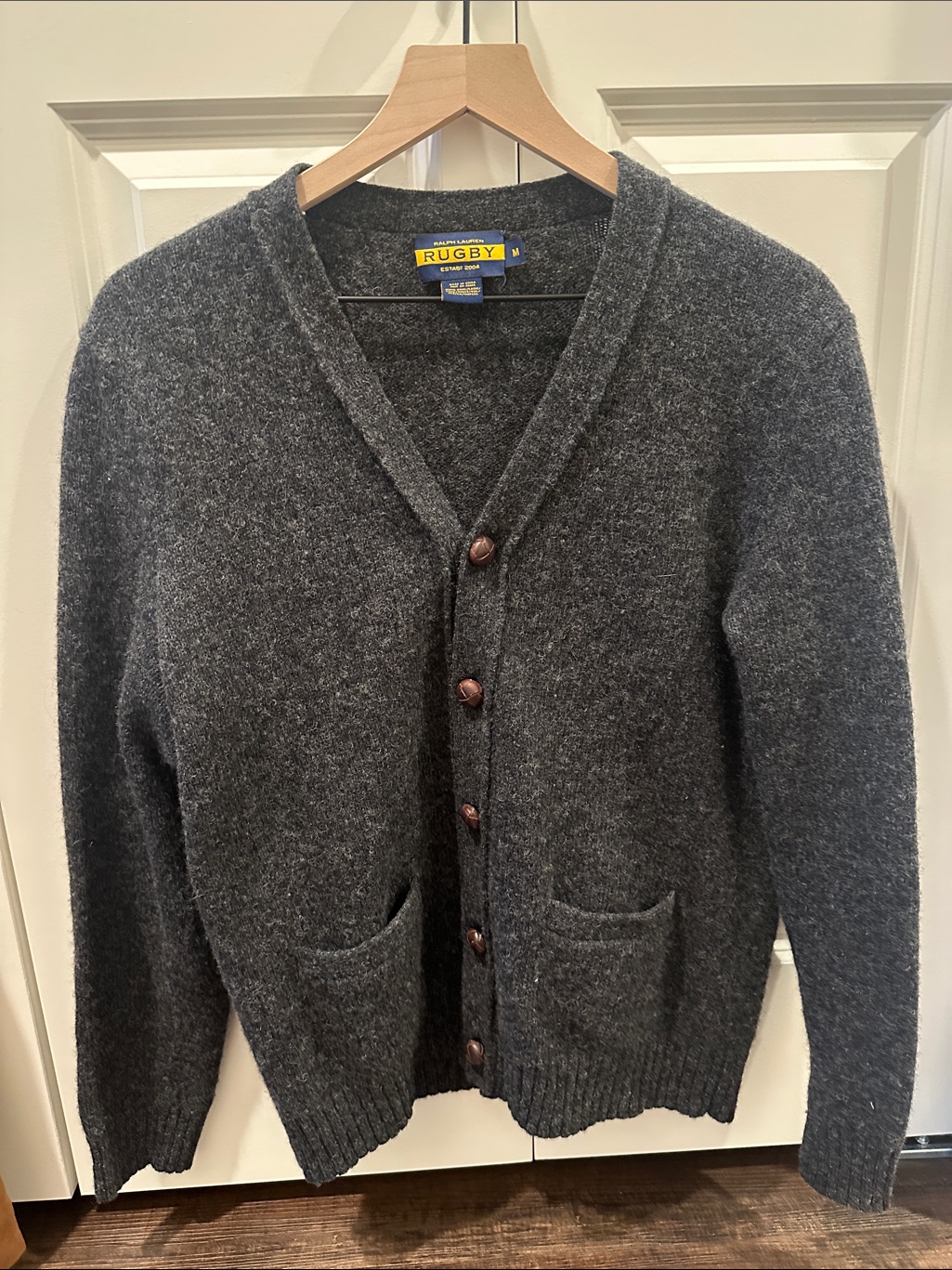 Ralph Lauren Rugby Dark Charcoal Button-Front Cardigan
